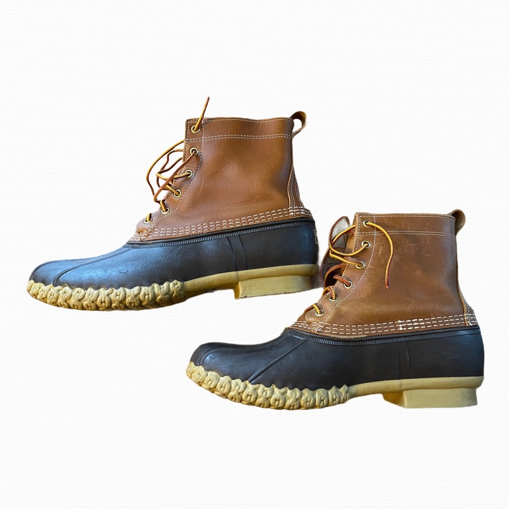 L.L. Bean 8” bean boots in tan and brown sz 11